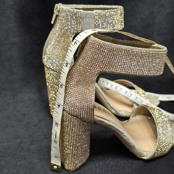 Gianni Bini Silver Chellsie Glitter Platform Dress Sandals High Heels - Picture 9 of 11